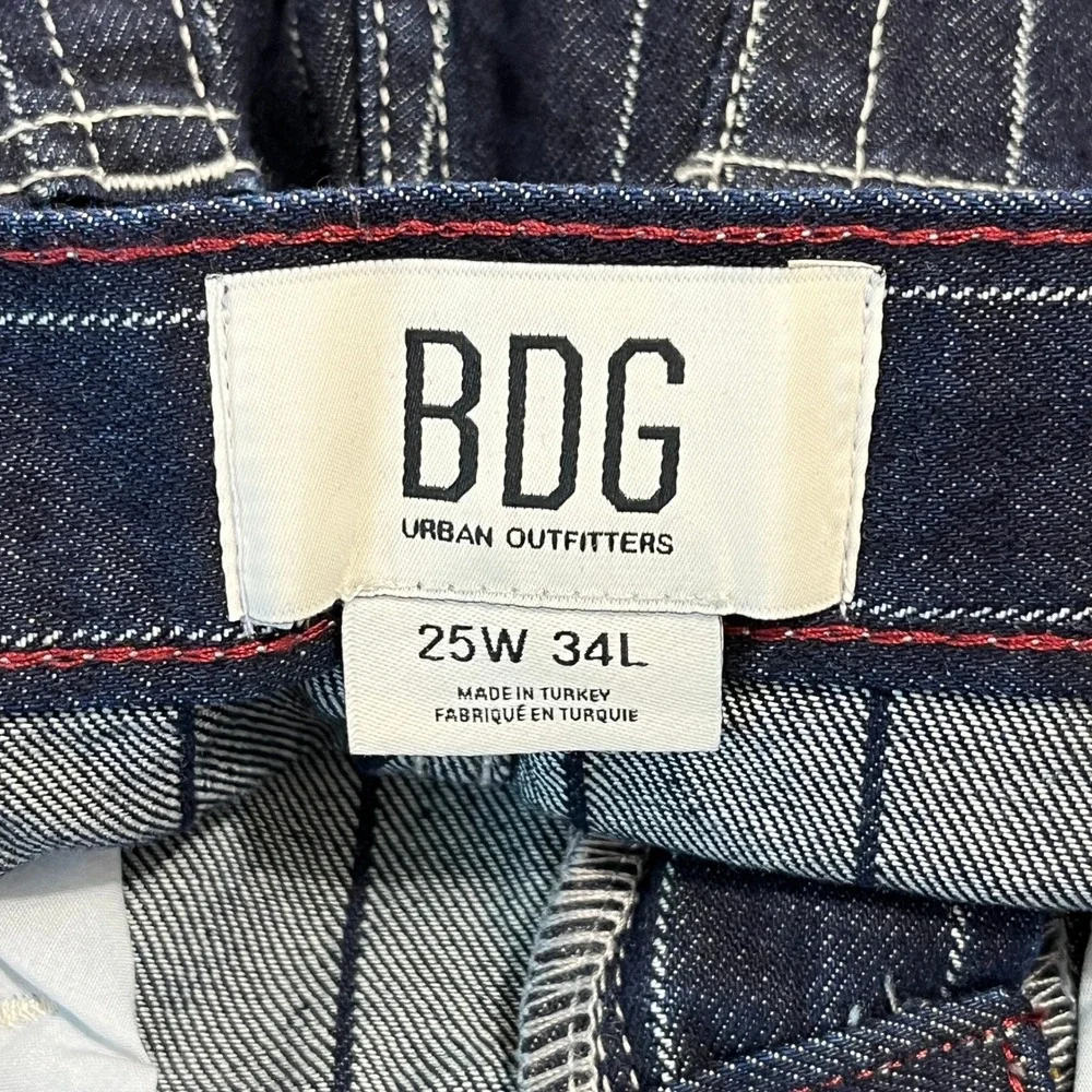 BDG Urban Outfitters Pinstripe Wide Barrel Leg Railroad Jeans Womens 25W 32L